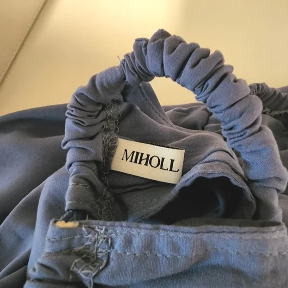 MIHOLL Dusty Blue Cutout Halter Maxi Dress - Picture 14 of 16